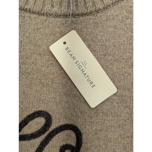 NWT L.L. Bean Women's Signature Camp Merino Wool Pullover Sweater Taupe size L - Picture 4 of 7